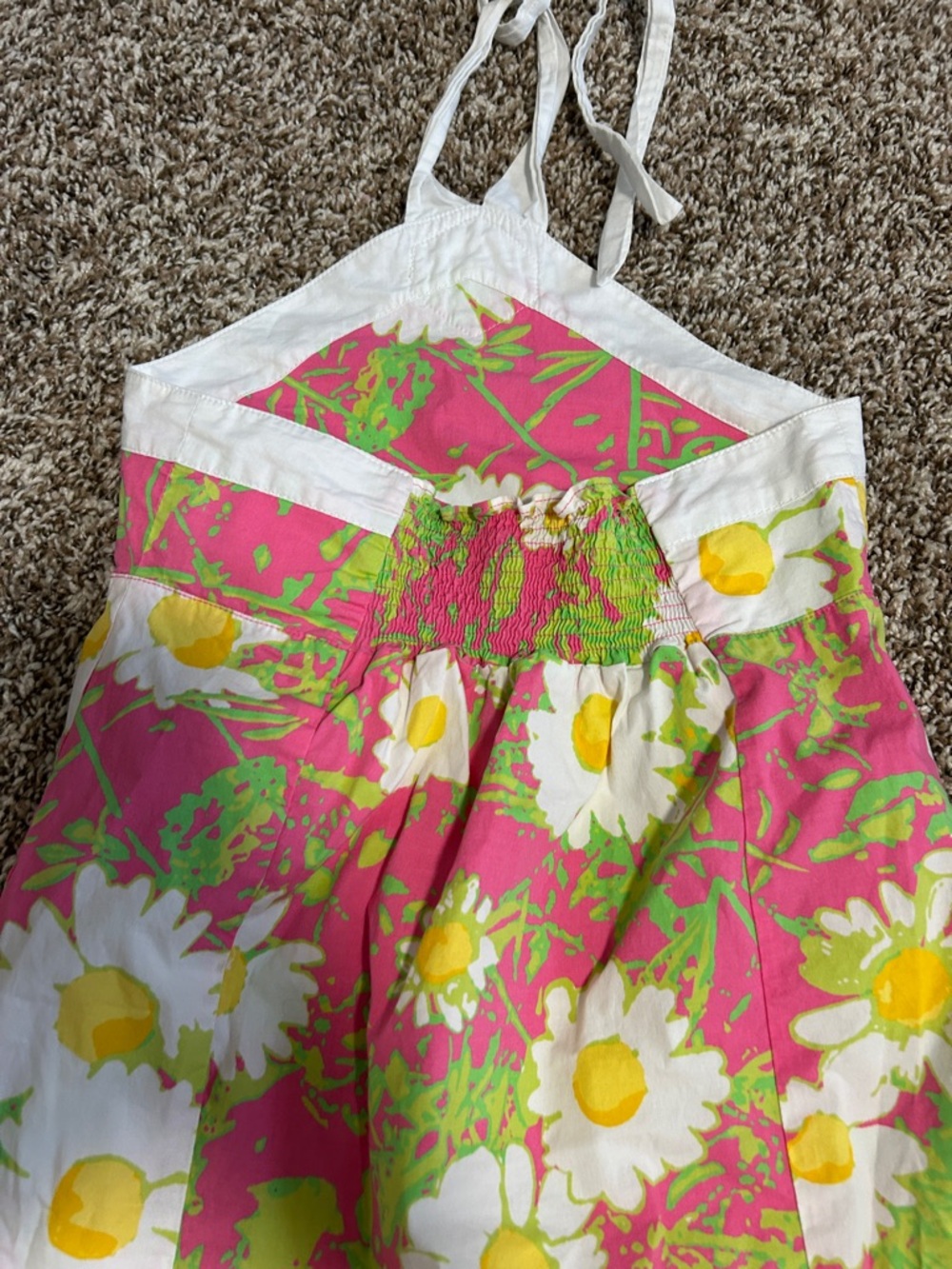 Lilly Pulitzer Vintage Girls Pink and Lime Floral Halter Sundress Girls Size 8 - Picture 9 of 11
